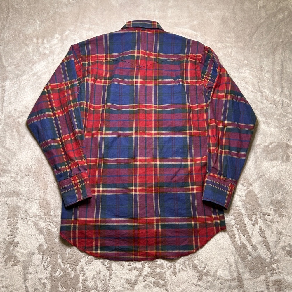 Vtg Wrangler Pearl Snap Shirt Mens 15.5 34 Plaid Western Cowboy Rodeo Workwear - Picture 5 of 8